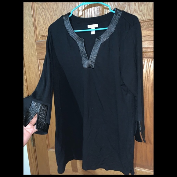Charter Club Faux Leather Trim Tunic Sz XL - Picture 2 of 4